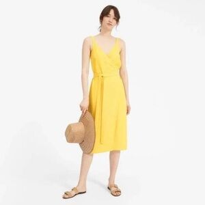 Everlane Japanese Goweave yellow Sleeveless Wrap Dress